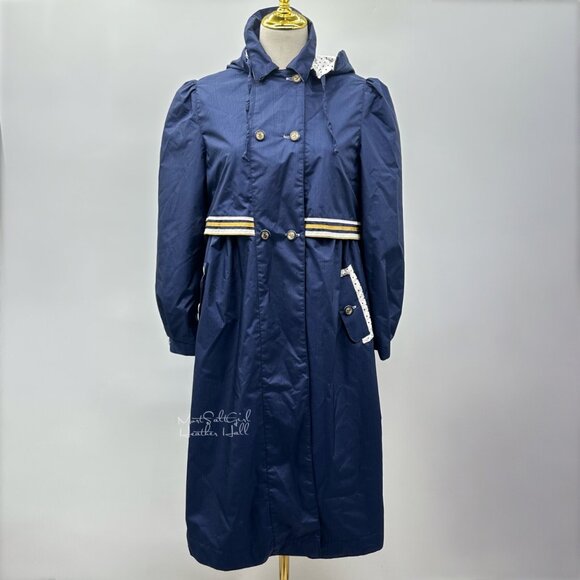 Vintage Rothschild Navy Hooded Double-Breasted Formal Rain Coat Size 14 Girl - Picture 3 of 8